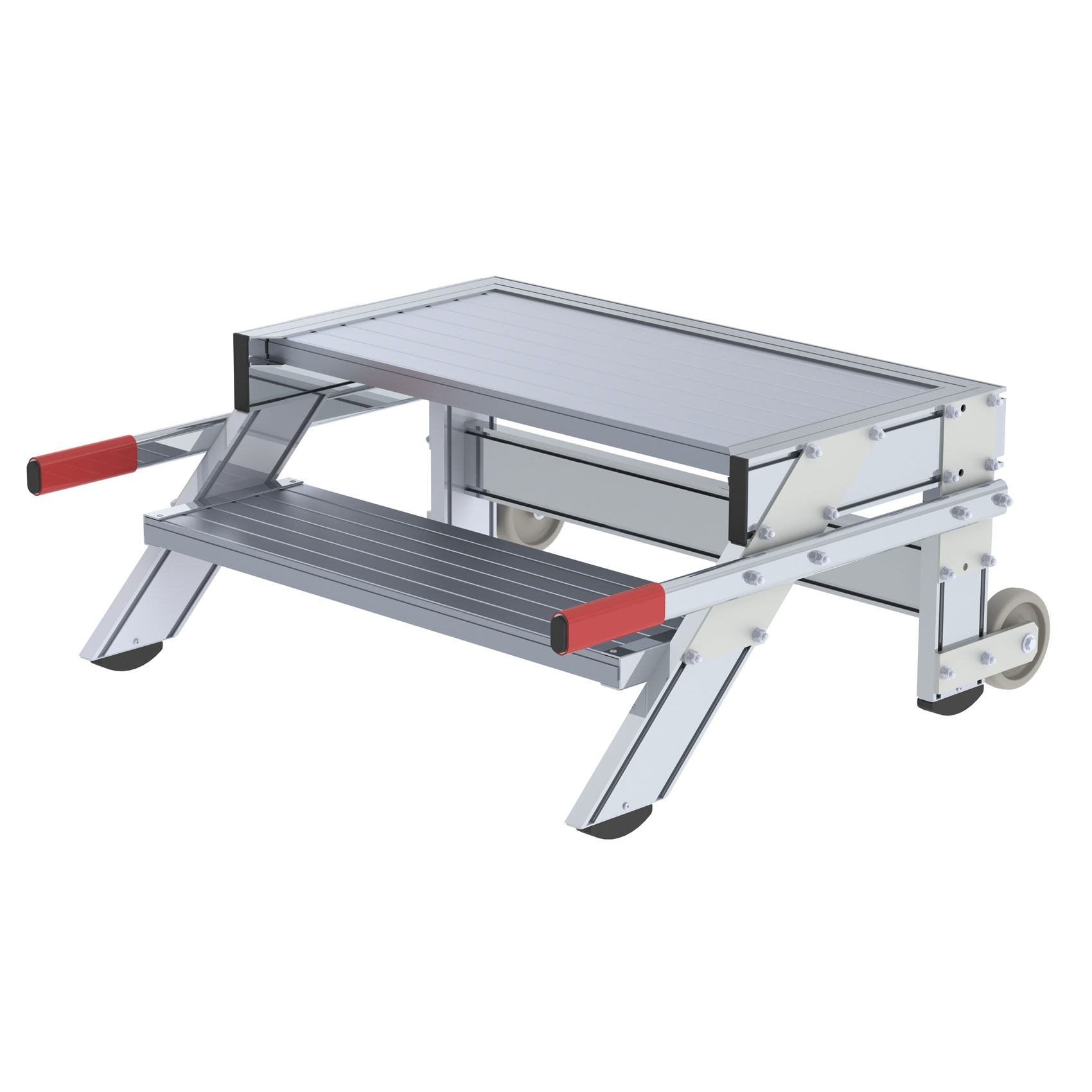 Aluminium-Arbeitspodest, fahrbar, 2 Stufen Aluminium-Arbeitspodest, fahrbar, 2 Stufen
