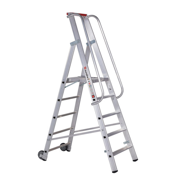 Premium line Alu-Stufenstehleiter mit großer Standplattform, 4 Stufen