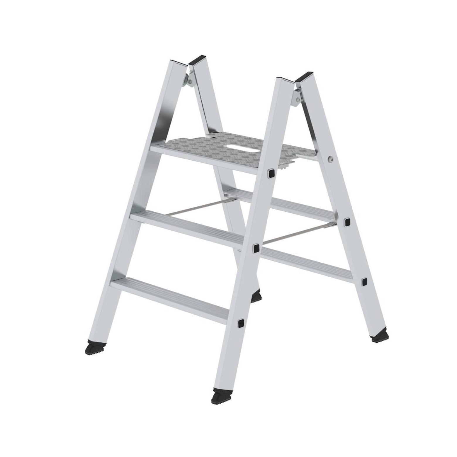 Klapptritt beidseitig begehbar, Alu natur, 4 Stufen Klapptritt beidseitig begehbar, Alu natur, 4 Stufen