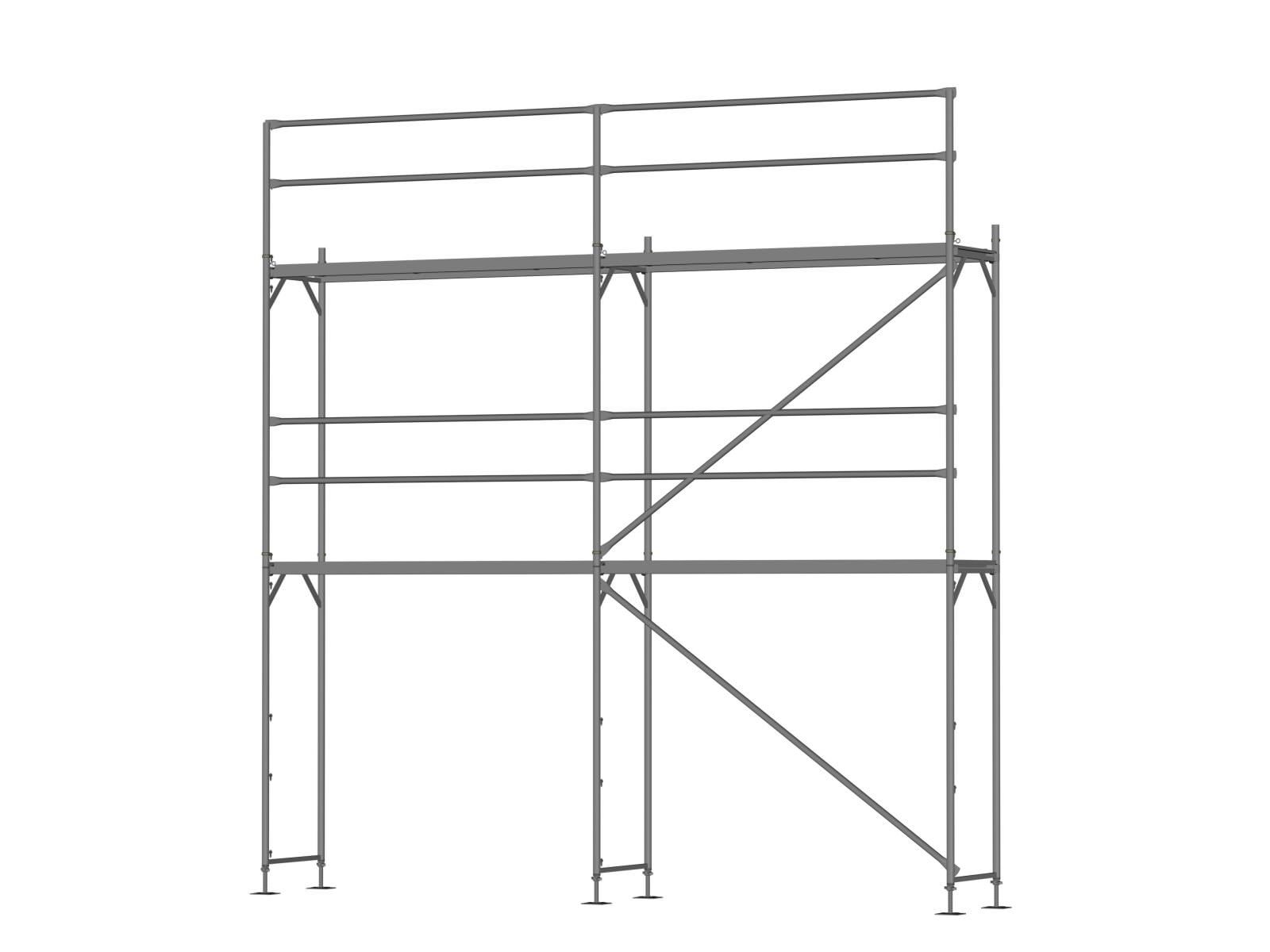 Stahl Traufseitengerüst 30 qm - 2,5 m Felder - 5 m lang - 6 m Arbeitshöhe - Basis-Gerüst