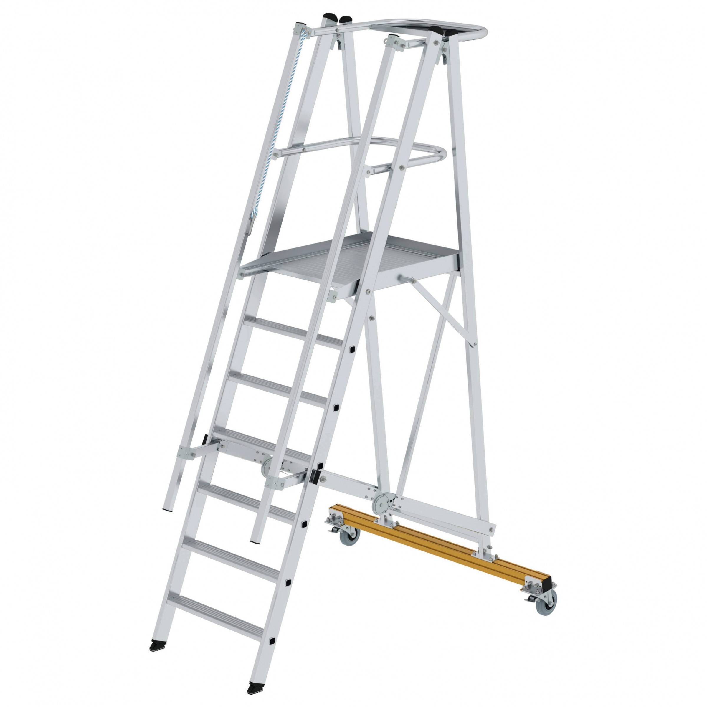 Aluminium-Podestleiter, fahrbar, klappbar, 5 Stufen Aluminium-Podestleiter, fahrbar, klappbar, 5 Stufen