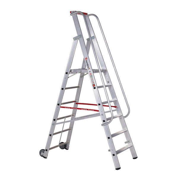 Premium line Alu-Stufenstehleiter mit großer Standplattform, 4 Stufen