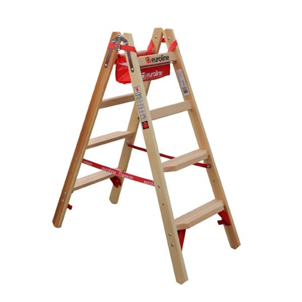 Holz-Comfort-Stufenstehleiter, 2 x 4 Stufen