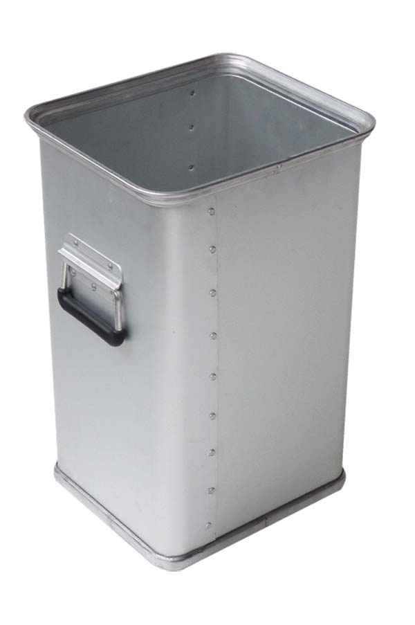 Alu-Abfallsammler; eloxiert, stapelbar, ca. 45l Alu-Abfallsammler; eloxiert, stapelbar, ca. 45l