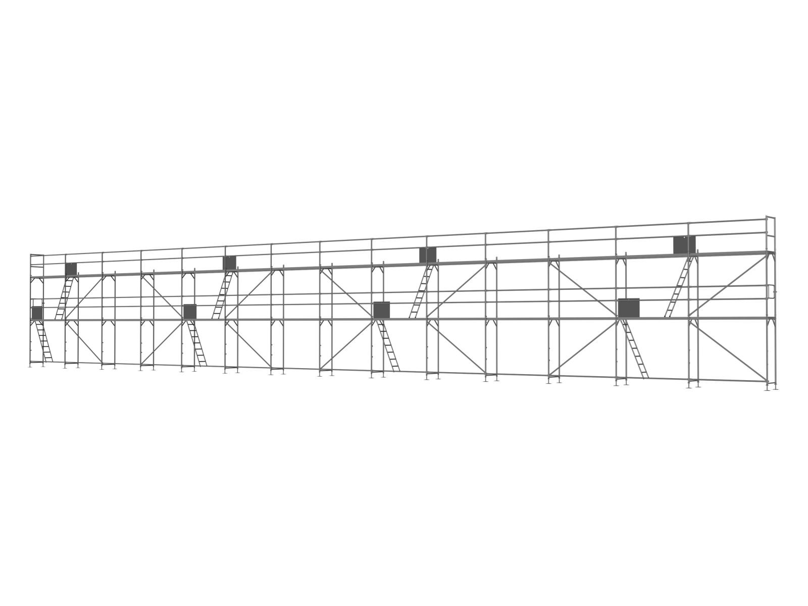 Ernst Alu Traufseitengerüst 210 m², Feldlänge 2,5 m - Basis-Gerüst inkl. Aufstieg & Befestigung FA250-035-06A18 Alu Traufseitengerüst 210 qm - 2,5 m Felder - 35 m lang - 6 m Arbeitshöhe - Basis-Gerüst inkl. Aufstieg & Befestigung