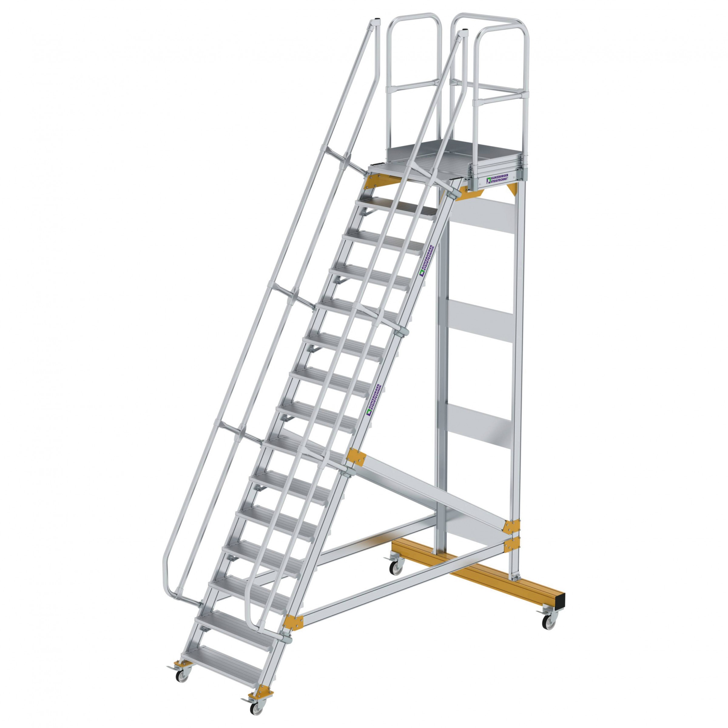 Aluminium-Plattform-Treppe fahrbar 60°, Stufenbreite 800 mm, 5 Stufen