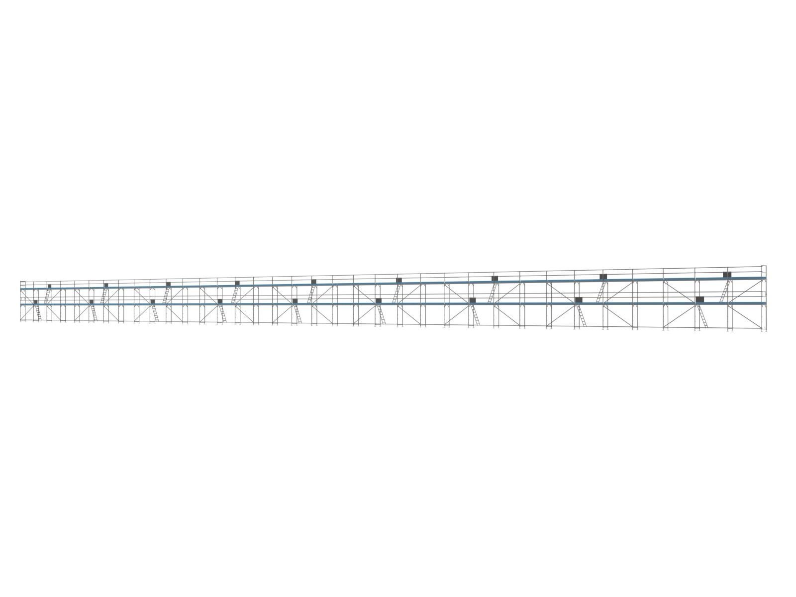 Stahl Traufseitengerüst 720 qm - 3,0 m Felder - 120 m lang - 6 m Arbeitshöhe - Komplettpaket
