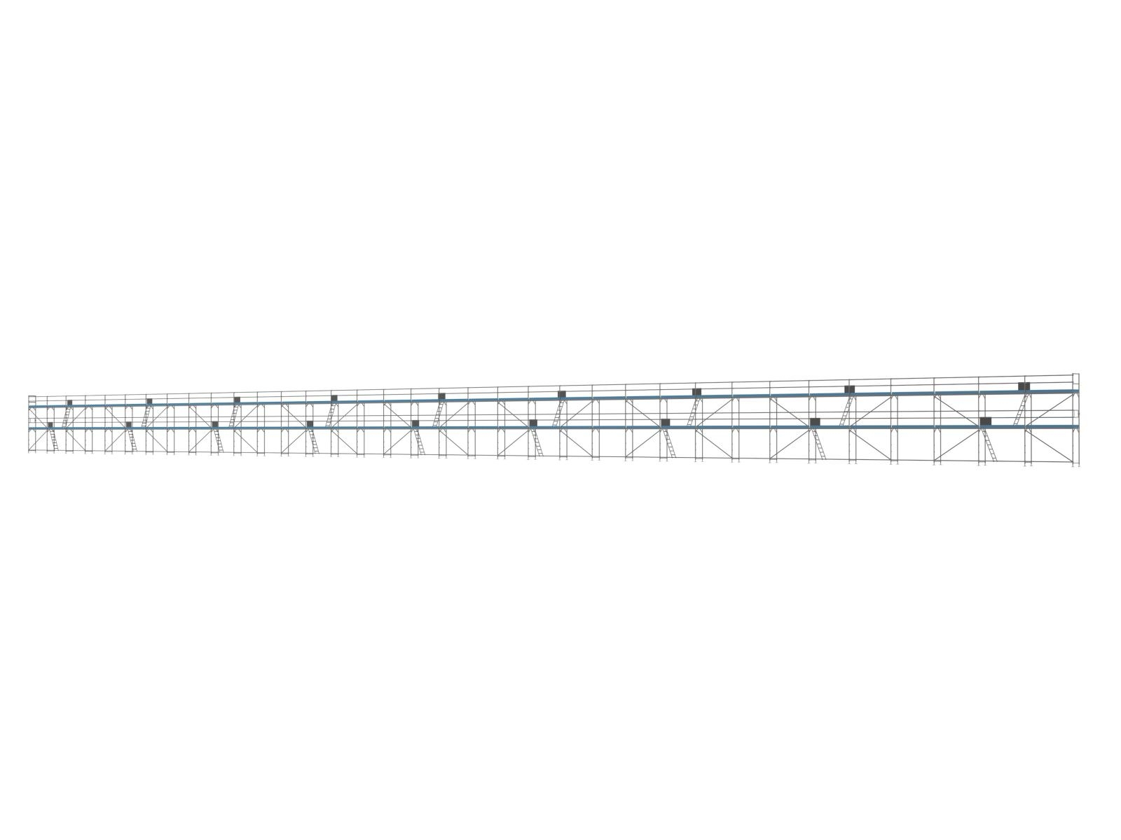 Ernst Stahl Traufseitengerüst 720 m², Feldlänge 3,0 m - Komplettpaket FS300-120-06K18 Stahl Traufseitengerüst 720 qm - 3,0 m Felder - 120 m lang - 6 m Arbeitshöhe - Komplettpaket