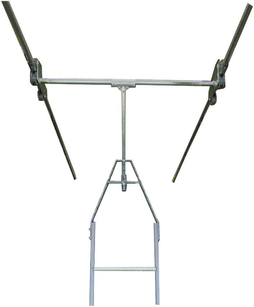 Stufen-Regalleiter, Doppelregal, Rundrohr-Schienenanlage Stufen-RegalLeiter für Doppelregal mit Rundrohr-Schienenanlage, 6 Stufen