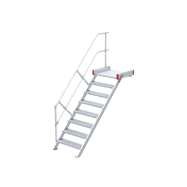 Podesttreppe, 45° Steigwinkel, 800 mm Stufenbreite, Alu gerieft, 4 Stufen Podesttreppe, 45° Steigwinkel, 800 mm Stufenbreite, Alu gerieft, 4 Stufen