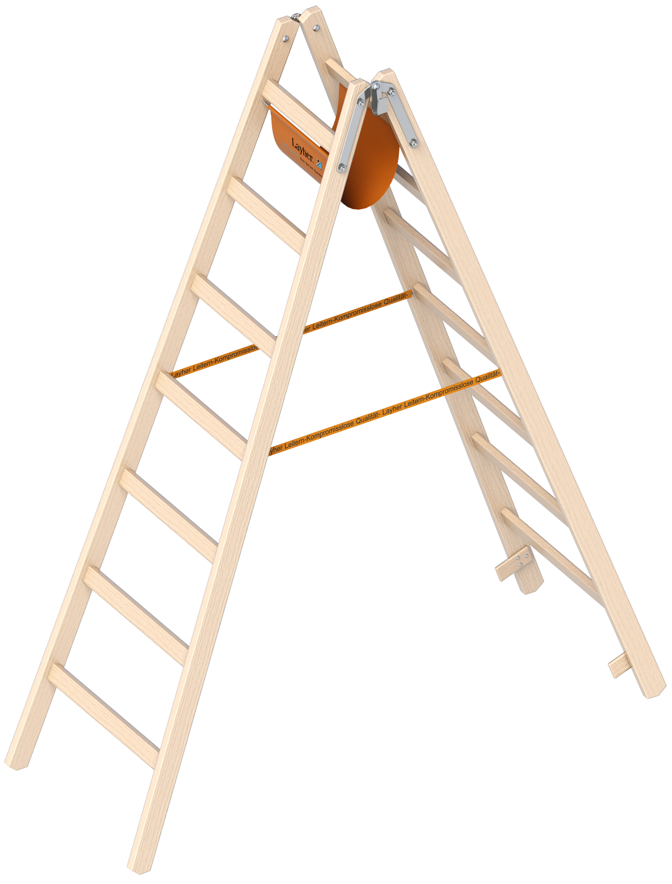 Holzstehleiter 1053 nach Ö-Norm Z1501, 2x8 Sprossen