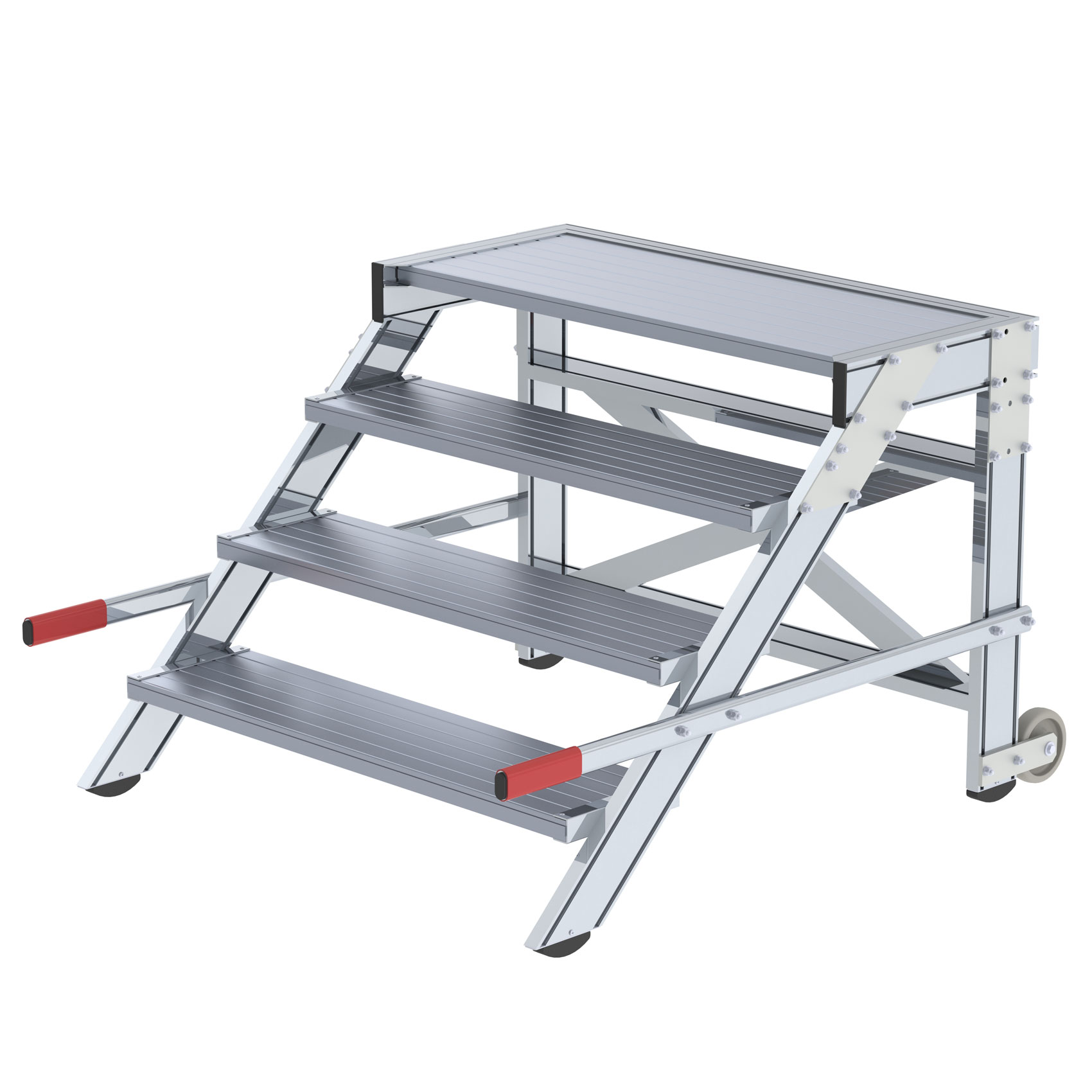Aluminium-Arbeitspodest, fahrbar, 2 Stufen Aluminium-Arbeitspodest, fahrbar, 2 Stufen