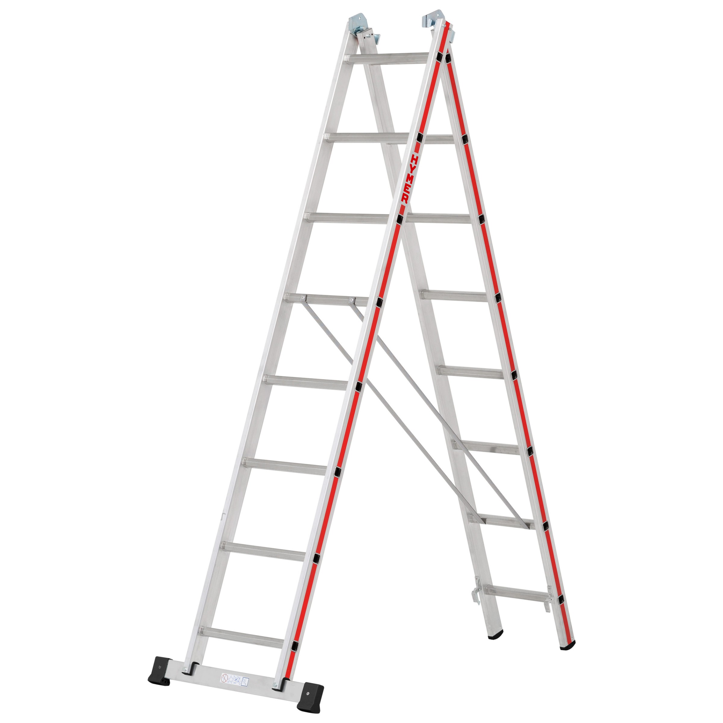 Mehrzweckleiter, zweiteilig - 2x8 Sprossen
