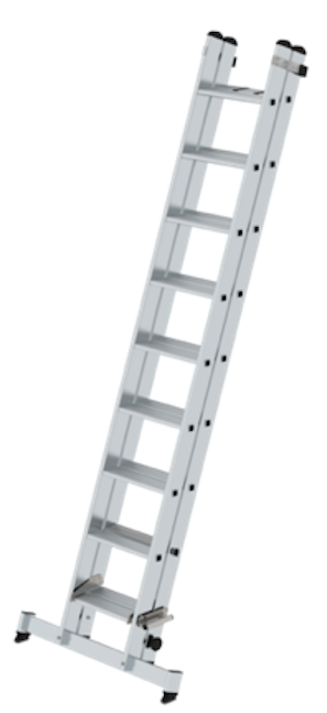 Stufen-Schiebeleiter 2-teilig mit nivello-Traverse ohne clip-step R13, 2 x 7 Stufen