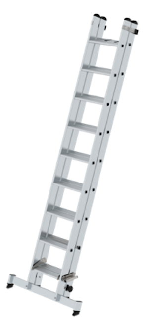 Stufen-Schiebeleiter 2-teilig mit nivello-Traverse ohne clip-step R13, 2 x 7 Stufen Stufen-Schiebeleiter 2-teilig mit nivello-Traverse ohne clip-step R13, 2 x 7 Stufen