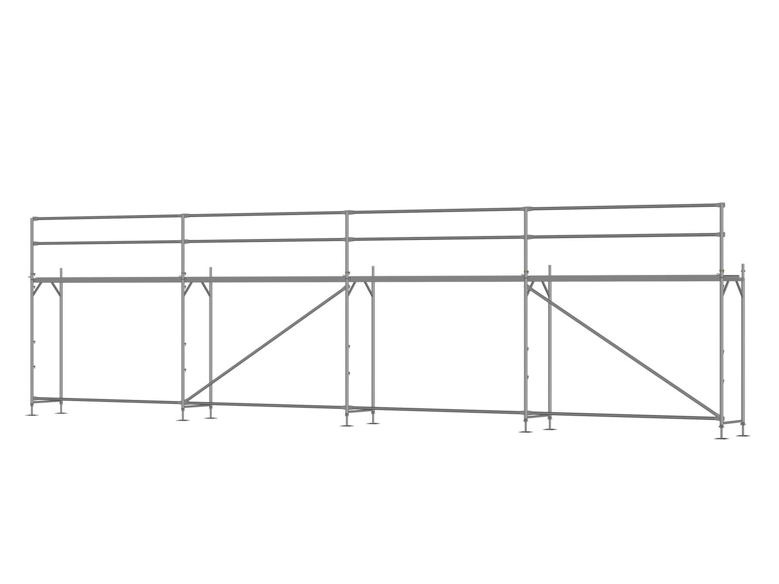 Alu Traufseitengerüst 48 qm - 3,0 m Felder - 12 m lang - 4 m Arbeitshöhe - Basis-Gerüst