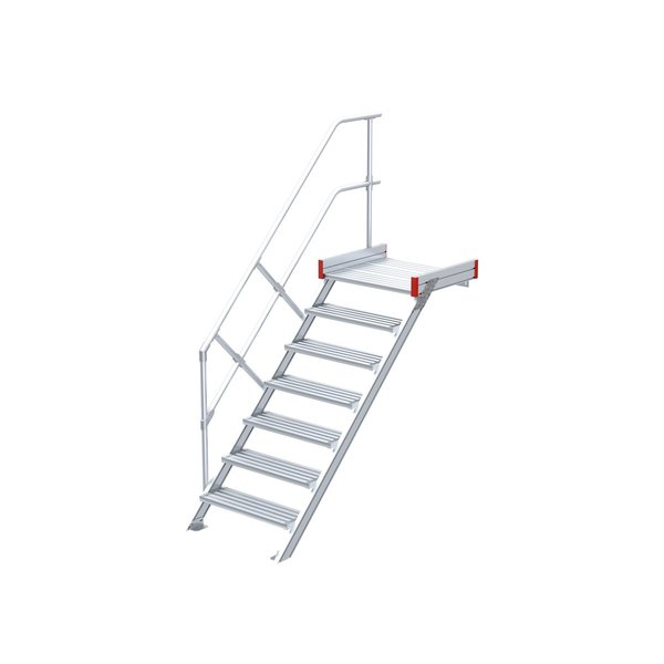 Podesttreppe, 45° Steigwinkel, 800 mm Stufenbreite, Alu gerieft, 4 Stufen Podesttreppe, 45° Steigwinkel, 800 mm Stufenbreite, Alu gerieft, 4 Stufen