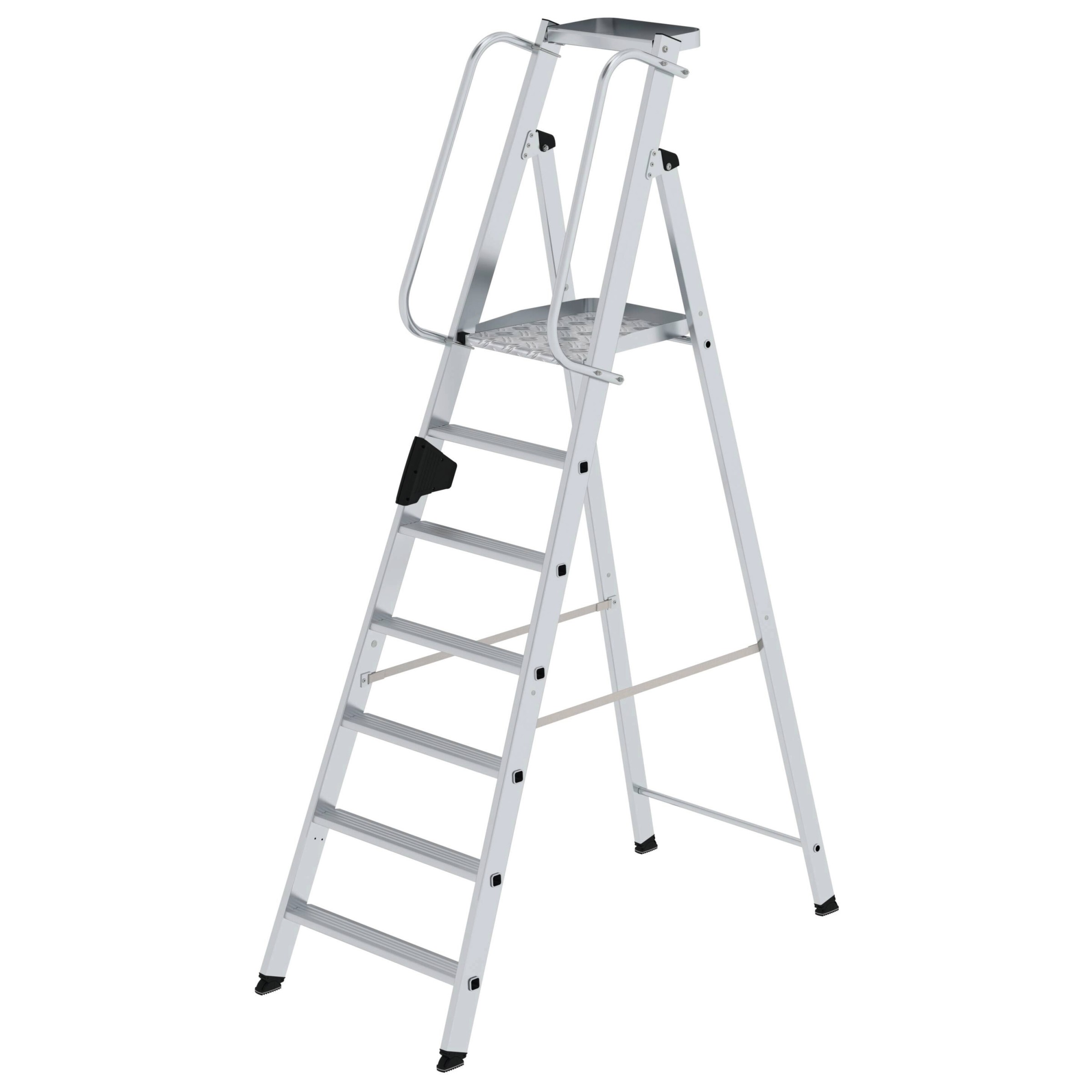 Aluminium-Stehleiter, einseitig begehbar, 5 Stufen Aluminium-Stehleiter, einseitig begehbar, 5 Stufen