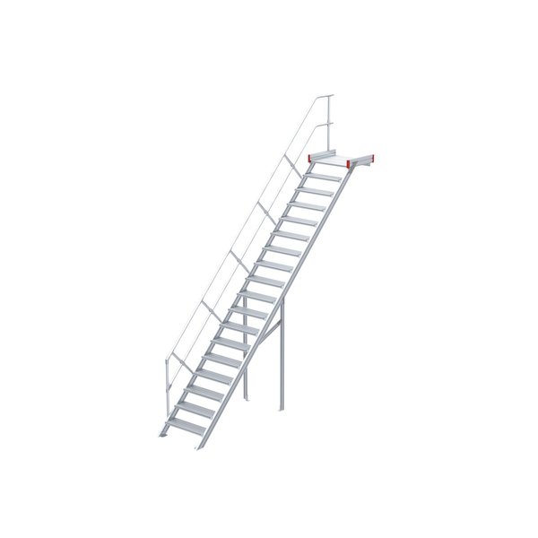 Podesttreppe, 45° Steigwinkel, 800 mm Stufenbreite, Alu gerieft, 4 Stufen Podesttreppe, 45° Steigwinkel, 800 mm Stufenbreite, Alu gerieft, 4 Stufen