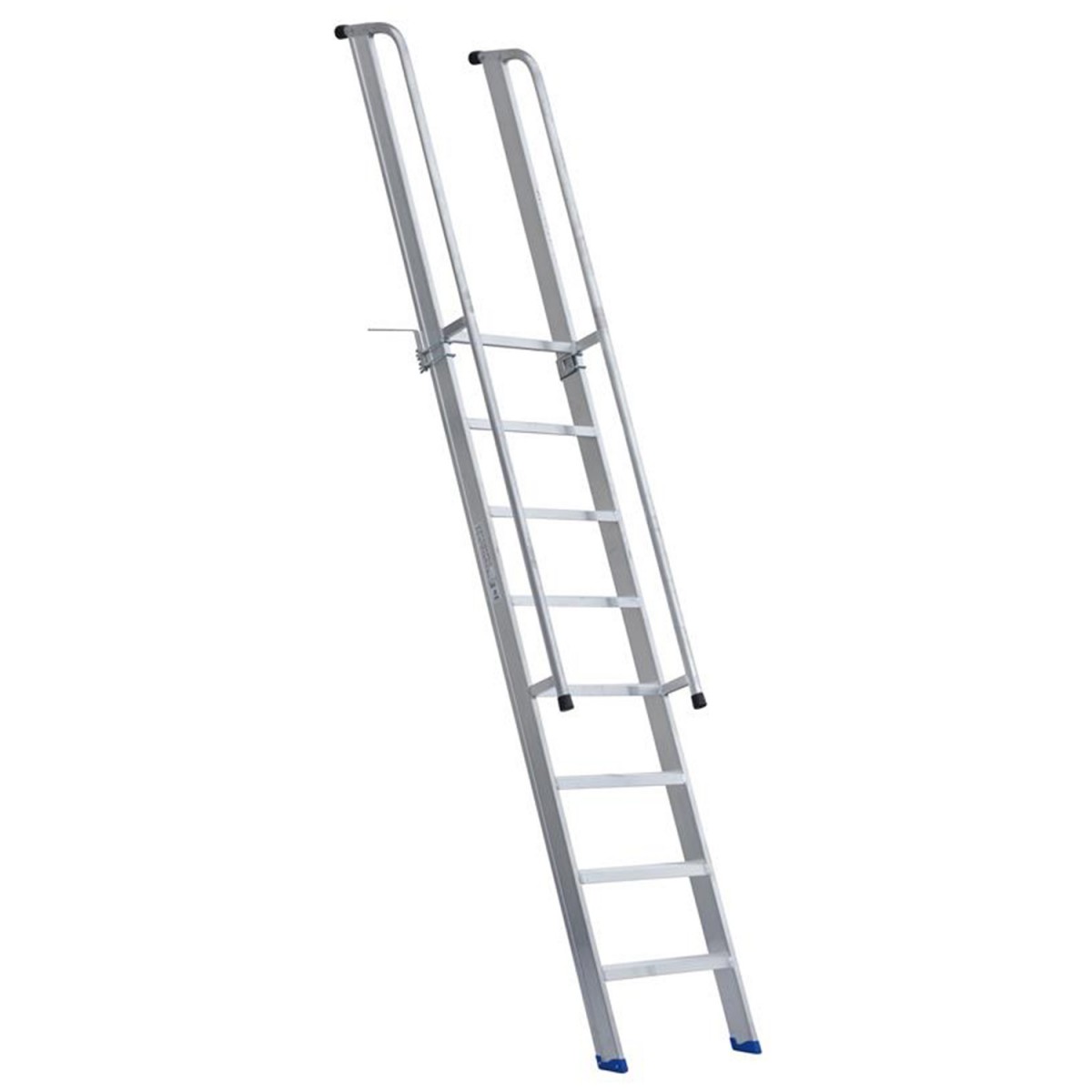 Stufenanlegeleiter 60cm extra breit, mit Handlauf, Überstieg und Anti-Rutsch, 14 Stufen