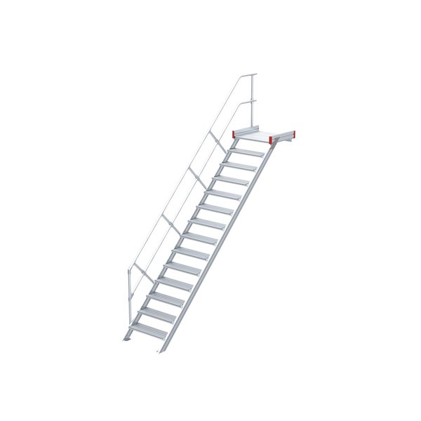 Podesttreppe, 45° Steigwinkel, 800 mm Stufenbreite, Alu gerieft, 4 Stufen Podesttreppe, 45° Steigwinkel, 800 mm Stufenbreite, Alu gerieft, 4 Stufen