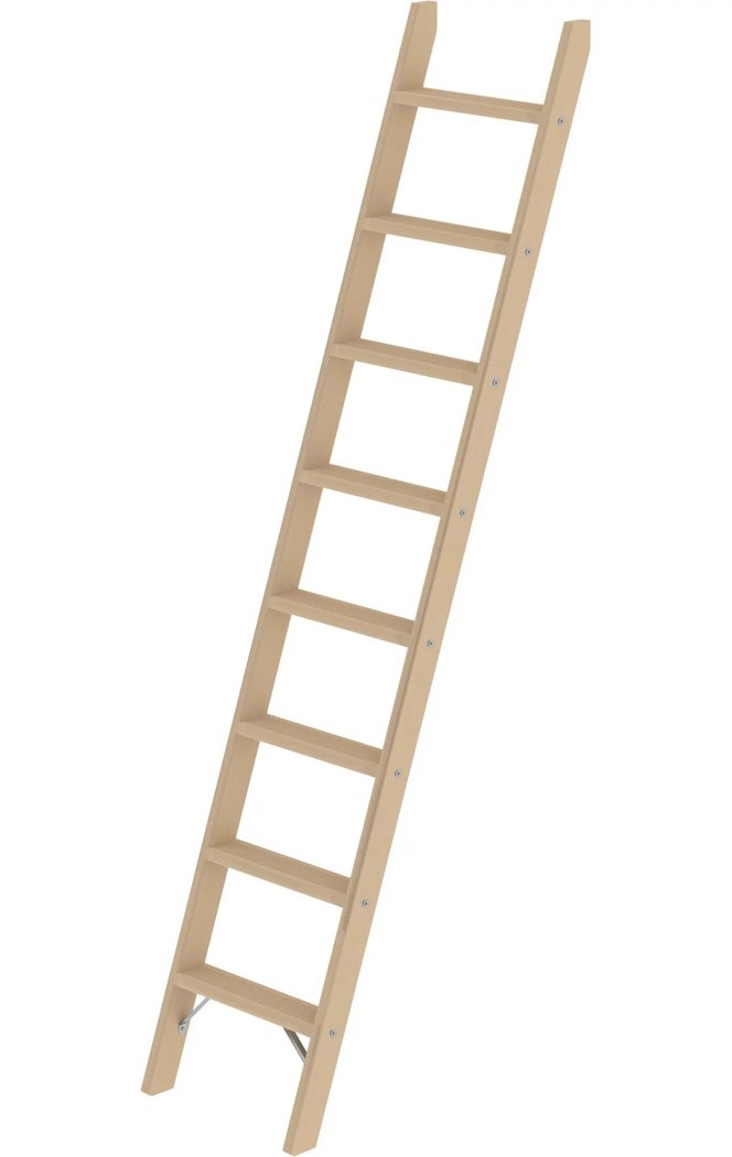 Stufen-Anlegeleiter Holz ohne Traverse, 8 Stufen