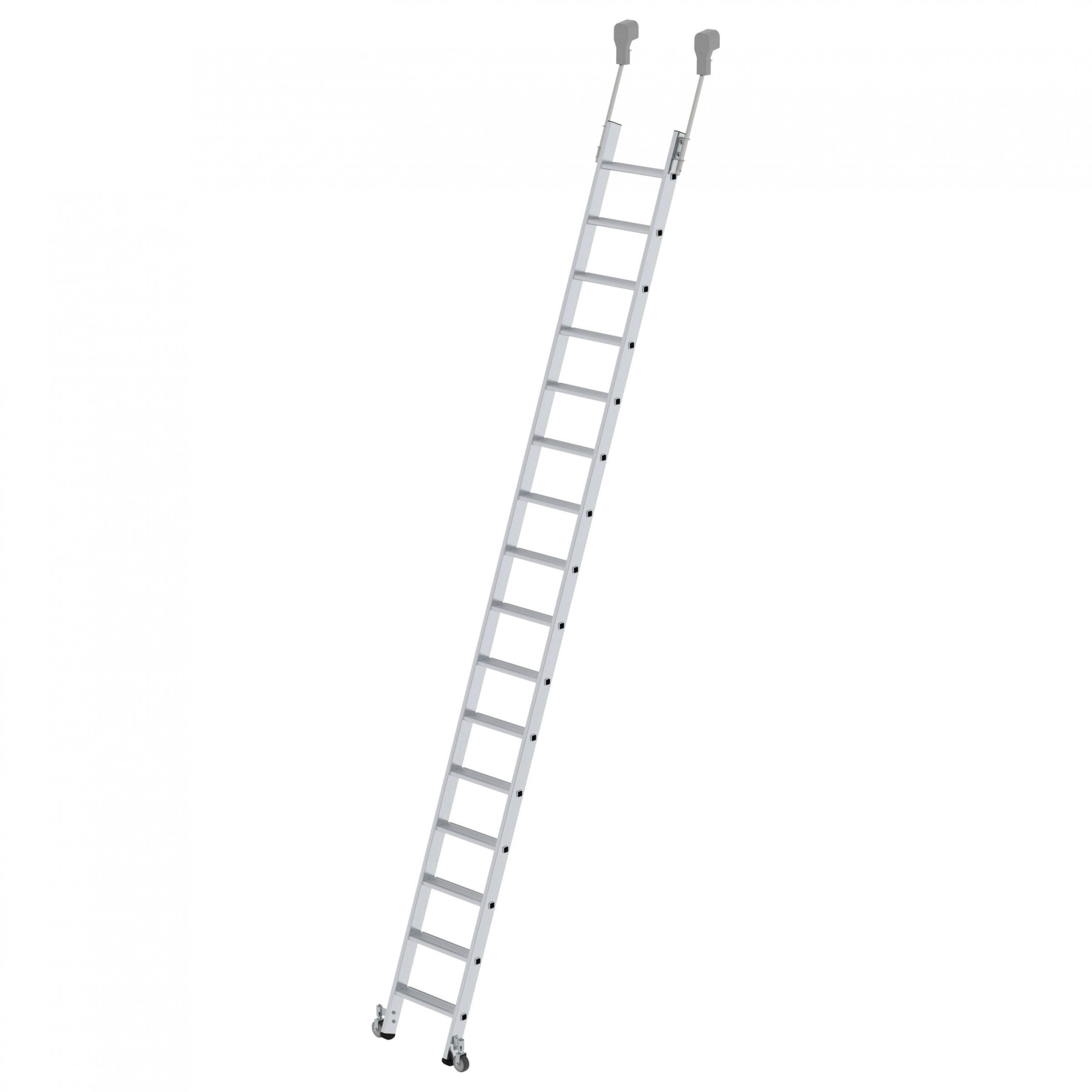 Aluminium-Regalleiter, fahrbar, 10 Stufen Aluminium-Regalleiter, fahrbar, 10 Stufen