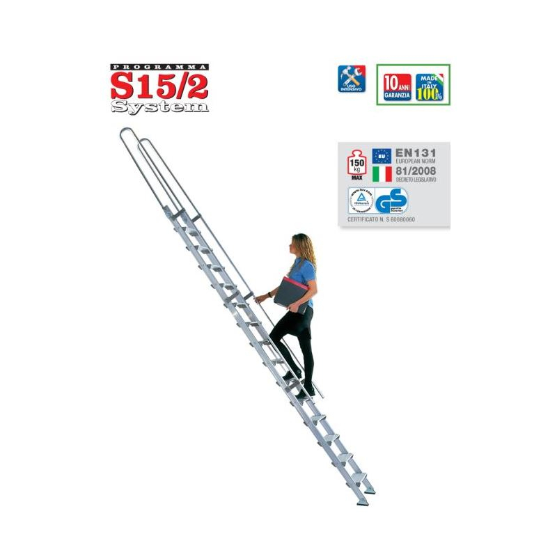 Pro Serie 600 Regaleinhängeleiter S15/2 aus Aluminium - ohne Traverse - 6 Stufen