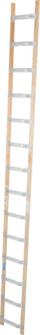 Dachleiter aus Alu und Holz, 14 Stufen DachLeiter mit 8 Sprossen aus Alu und Holz