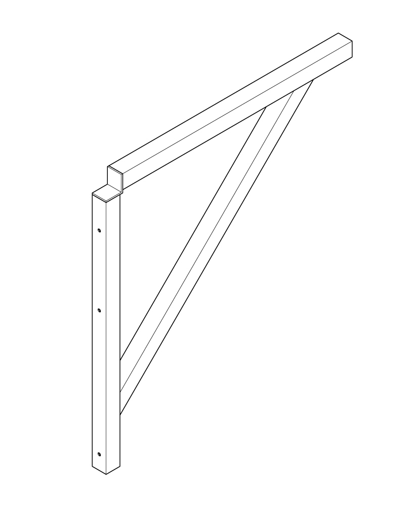 Dreieckkonsole für Podesttreppe, 1000 mm Stufenbreite, Alu gerieft