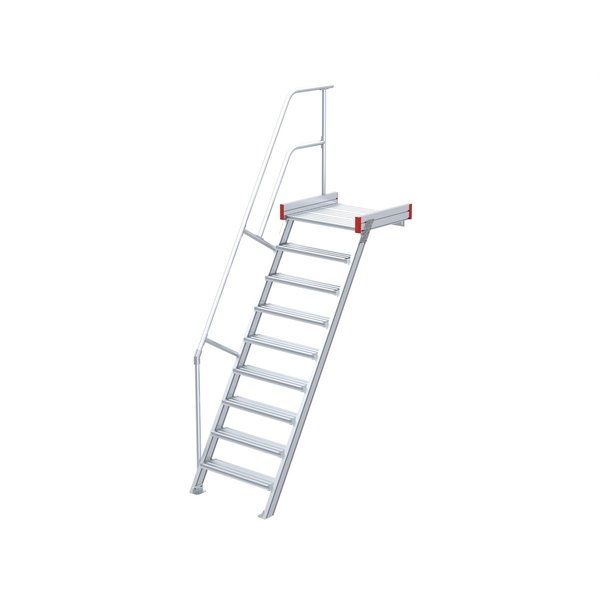 Podesttreppe, 60° Steigwinkel, 1000 mm Stufenbreite, Alu gerieft, 9 Stufen Podesttreppe, 60° Steigwinkel, 1000 mm Stufenbreite, Alu gerieft, 9 Stufen