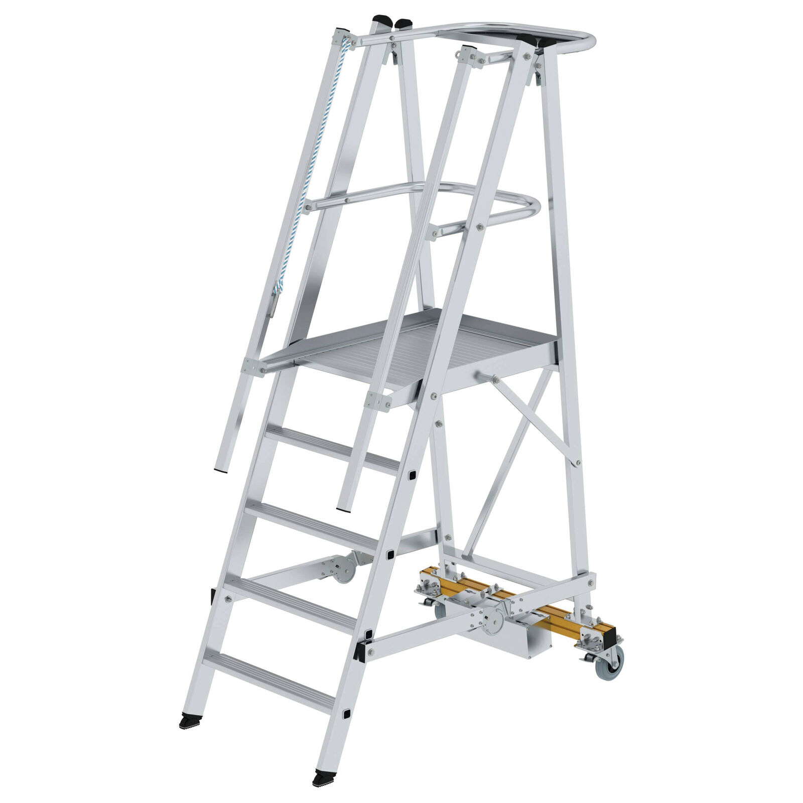 Aluminium-Podestleiter, fahrbar, klappbar, 5 Stufen Aluminium-Podestleiter, fahrbar, klappbar, 6 Stufen
