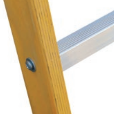 Holz/Alu-Sprossen-Stehleiter, mit Werkzeugtasche,  2x7 Sprossen