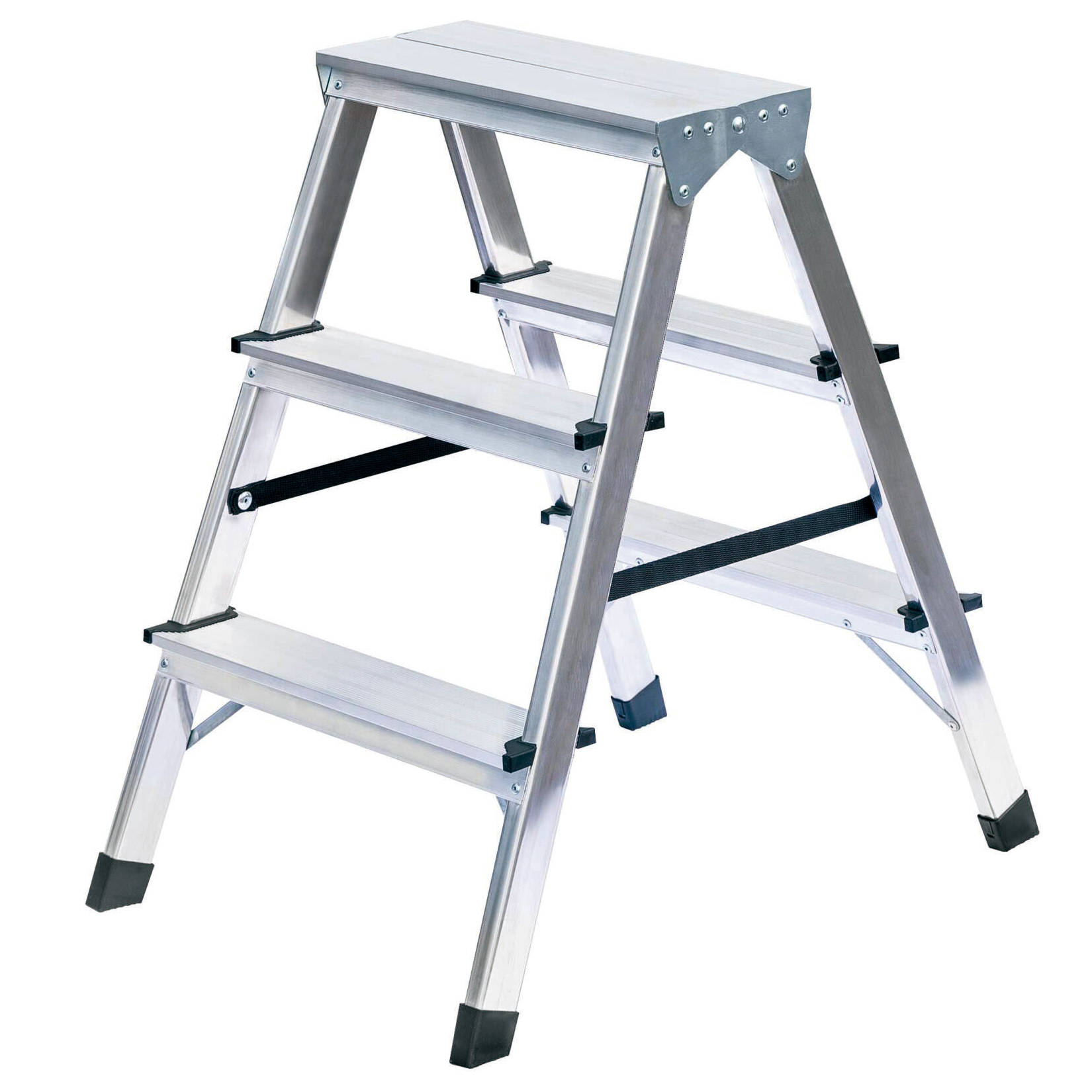 Haushaltsstehleiter beidseitig begehbar, 2 x 3 Stufen Haushaltsstehleiter beidseitig begehbar, 2 x 3 Stufen