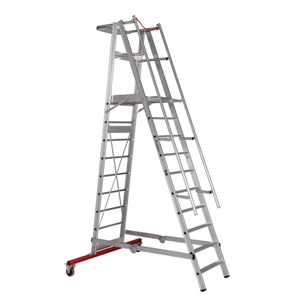 PREMIUM line Aluminium-Podestleiter fahrbar, klappbar, 4 Stufen