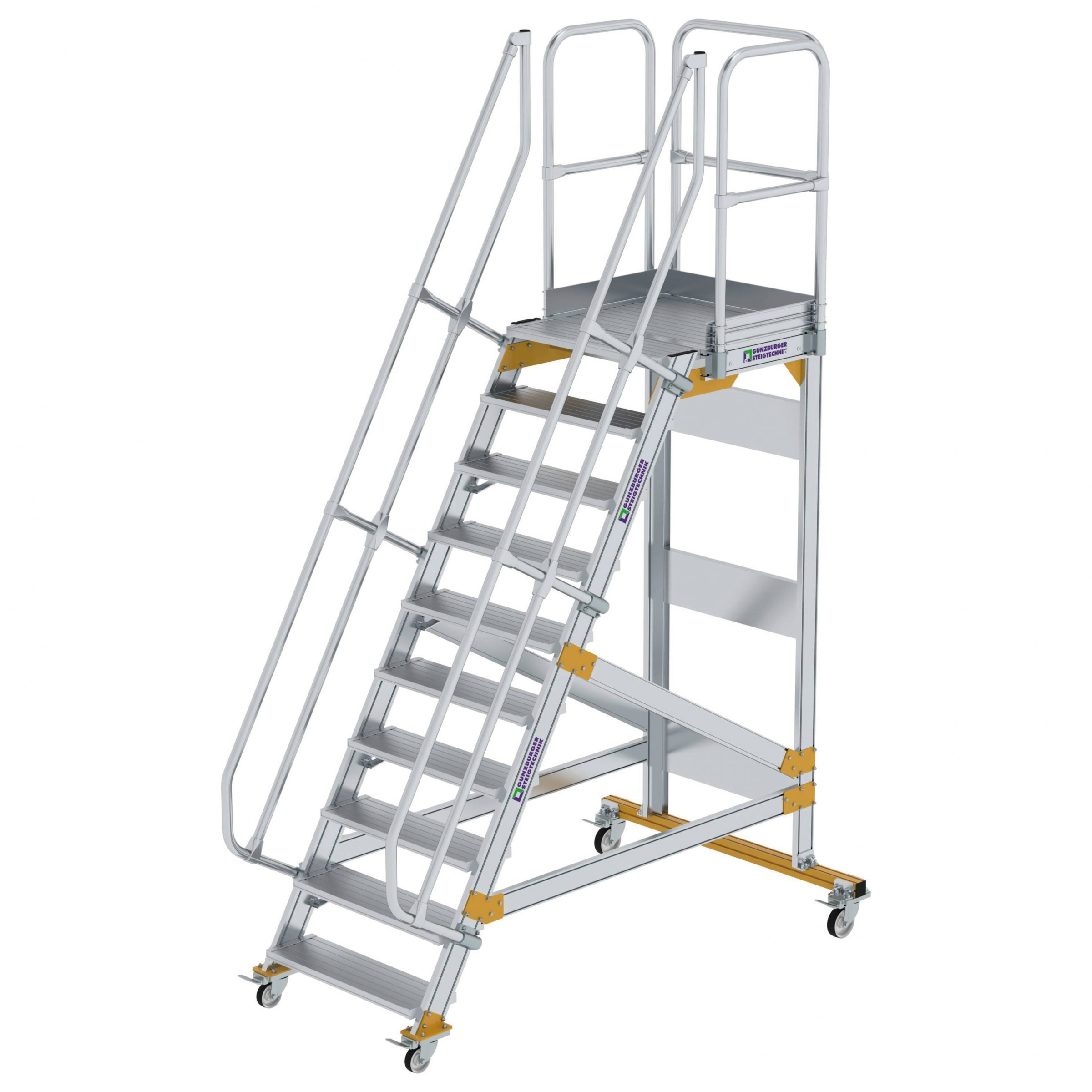 Aluminium-Plattform-Treppe fahrbar 60°, Stufenbreite 800 mm, 4 Stufen