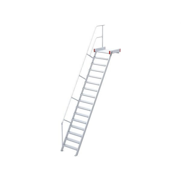 Podesttreppe, 60° Steigwinkel, 1000 mm Stufenbreite, Alu gerieft, 9 Stufen Podesttreppe, 60° Steigwinkel, 1000 mm Stufenbreite, Alu gerieft, 9 Stufen
