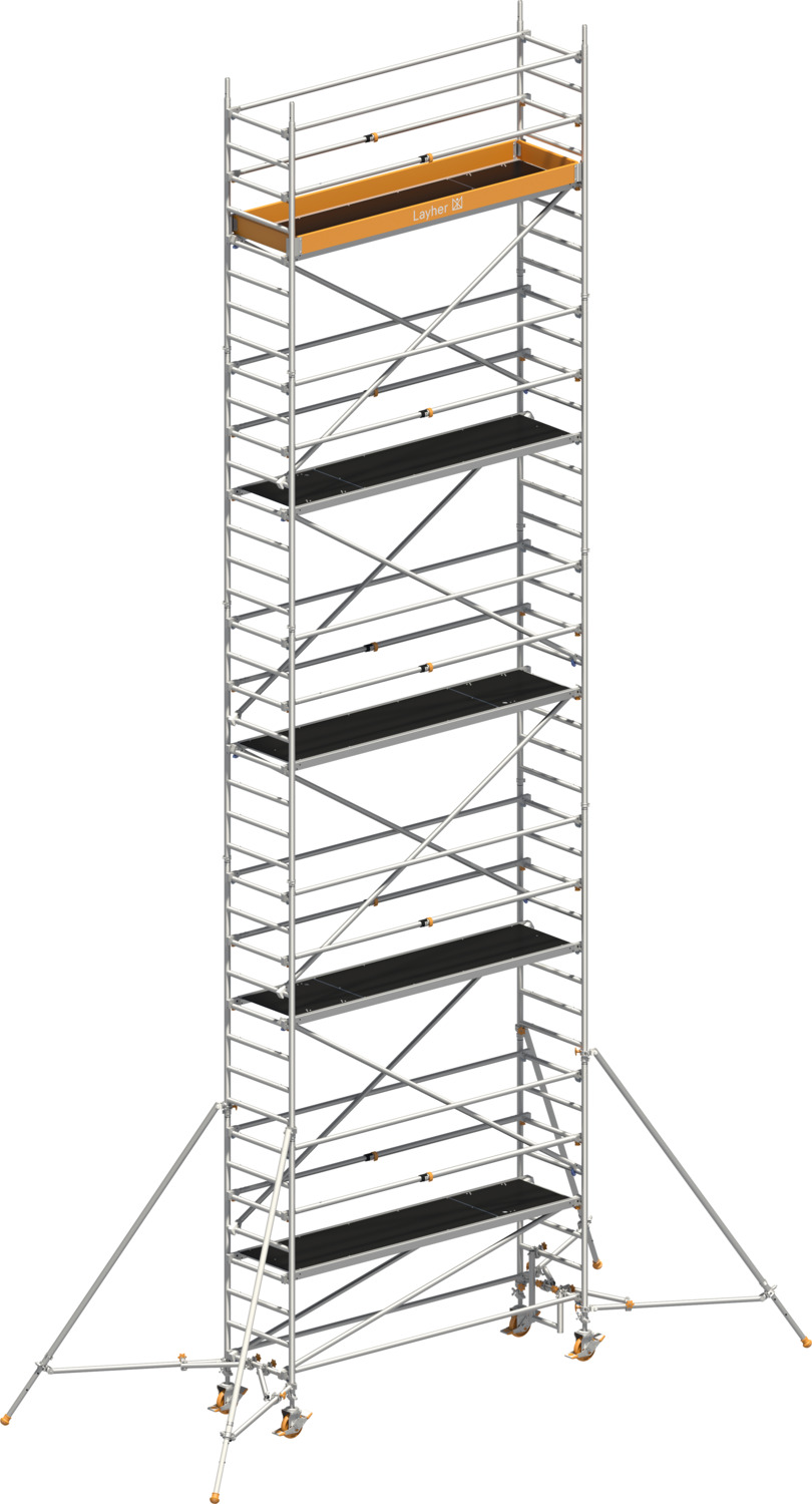 Uni Standard P2 mit Uni Telegeländer und Gerüststützen, Standhöhe 9,20 m