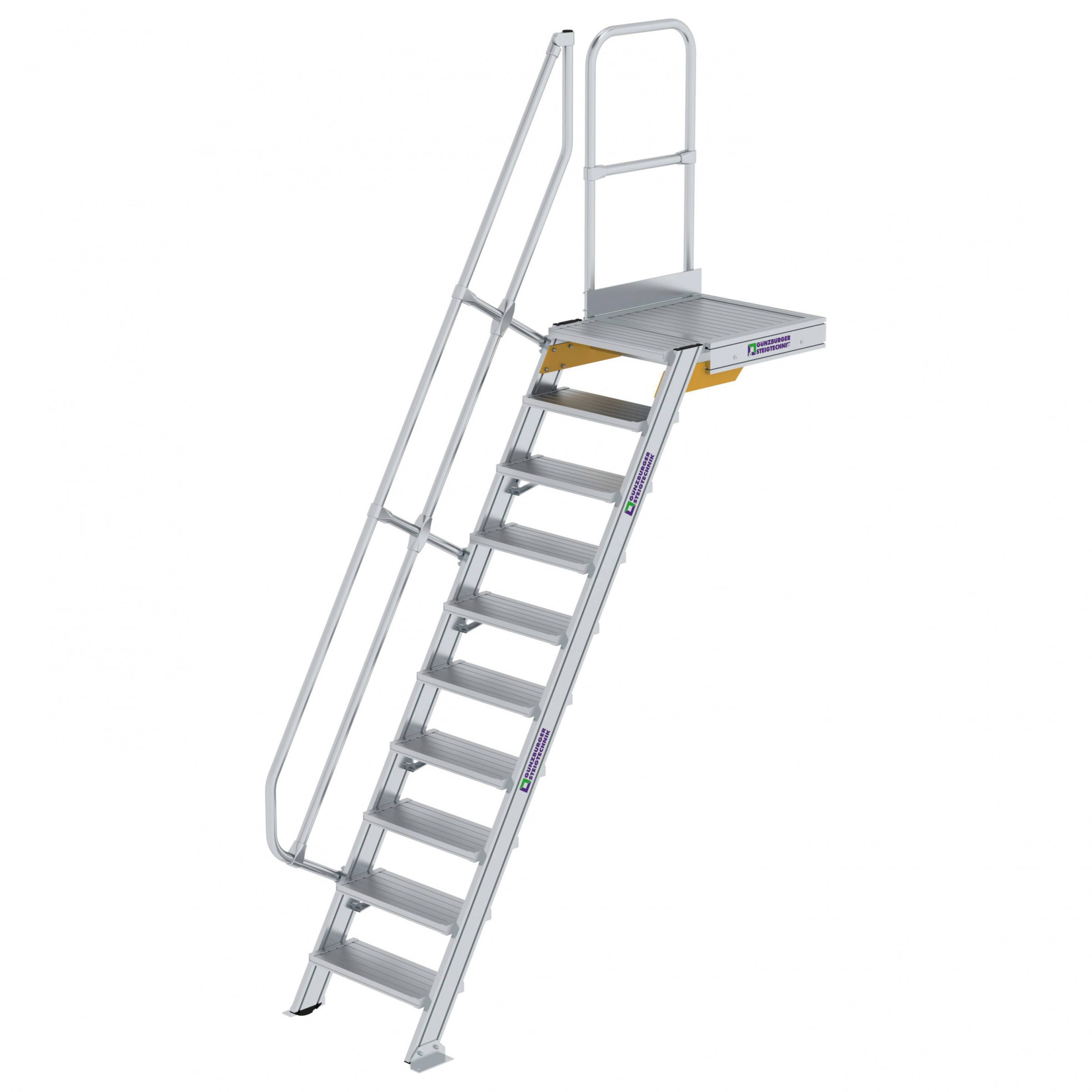 Aluminium-Treppe 60° mit Podest, Stufenbreite 600 mm, 4 Stufen Aluminium-Treppe 60° mit Podest, Stufenbreite 600 mm, 4 Stufen