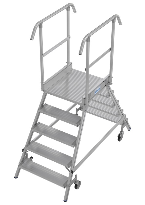 Stabilo Podestleiter fahrbar, beidseitig begehbar, 2 x 3 Sprossen inklusive Plattform