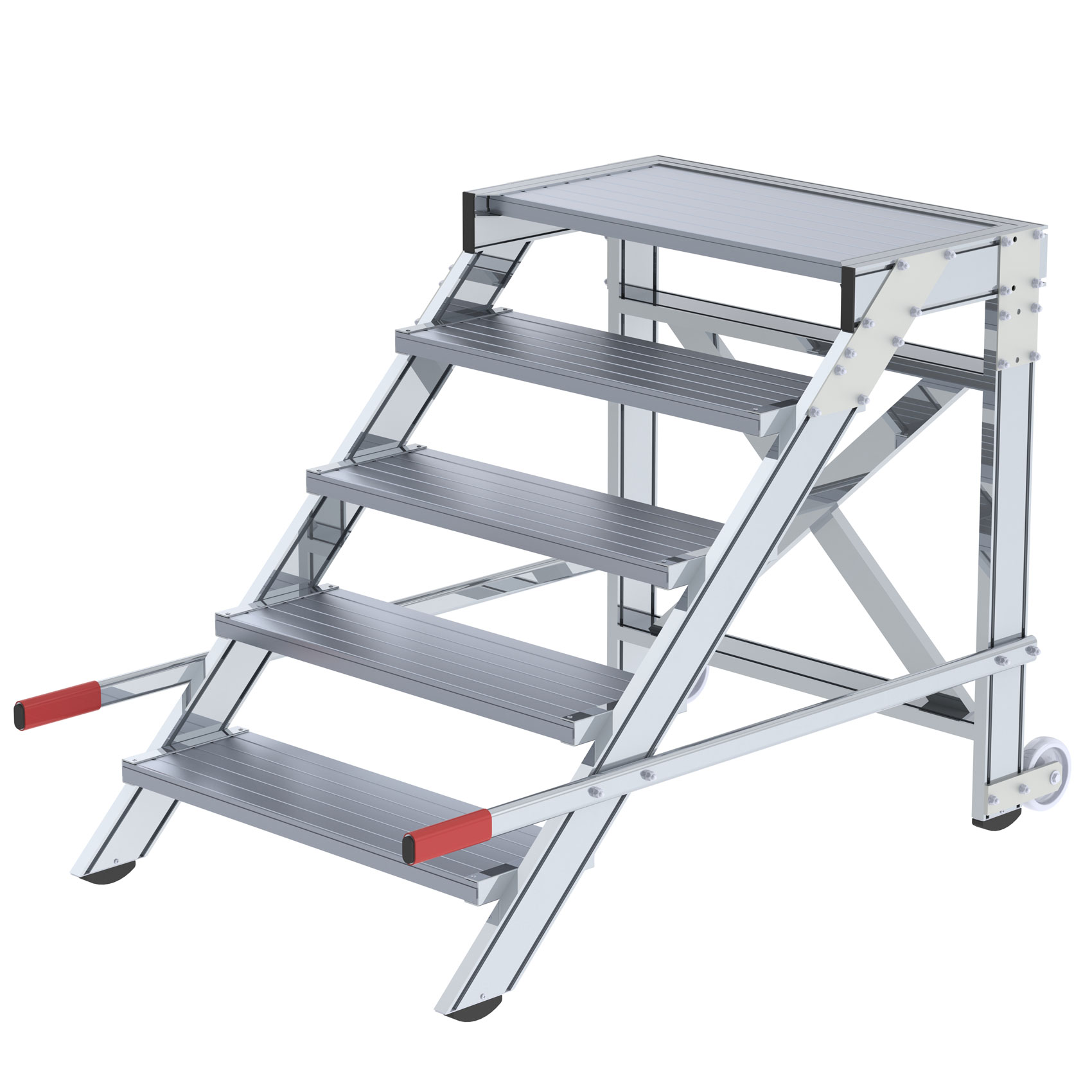 Aluminium-Arbeitspodest, fahrbar, 2 Stufen Aluminium-Arbeitspodest, fahrbar, 2 Stufen