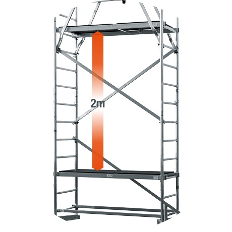 ClimTec Fahrgerüst (Alu) + höhenverstellbare 150mm Fahrrollen, Standhöhe 1 m