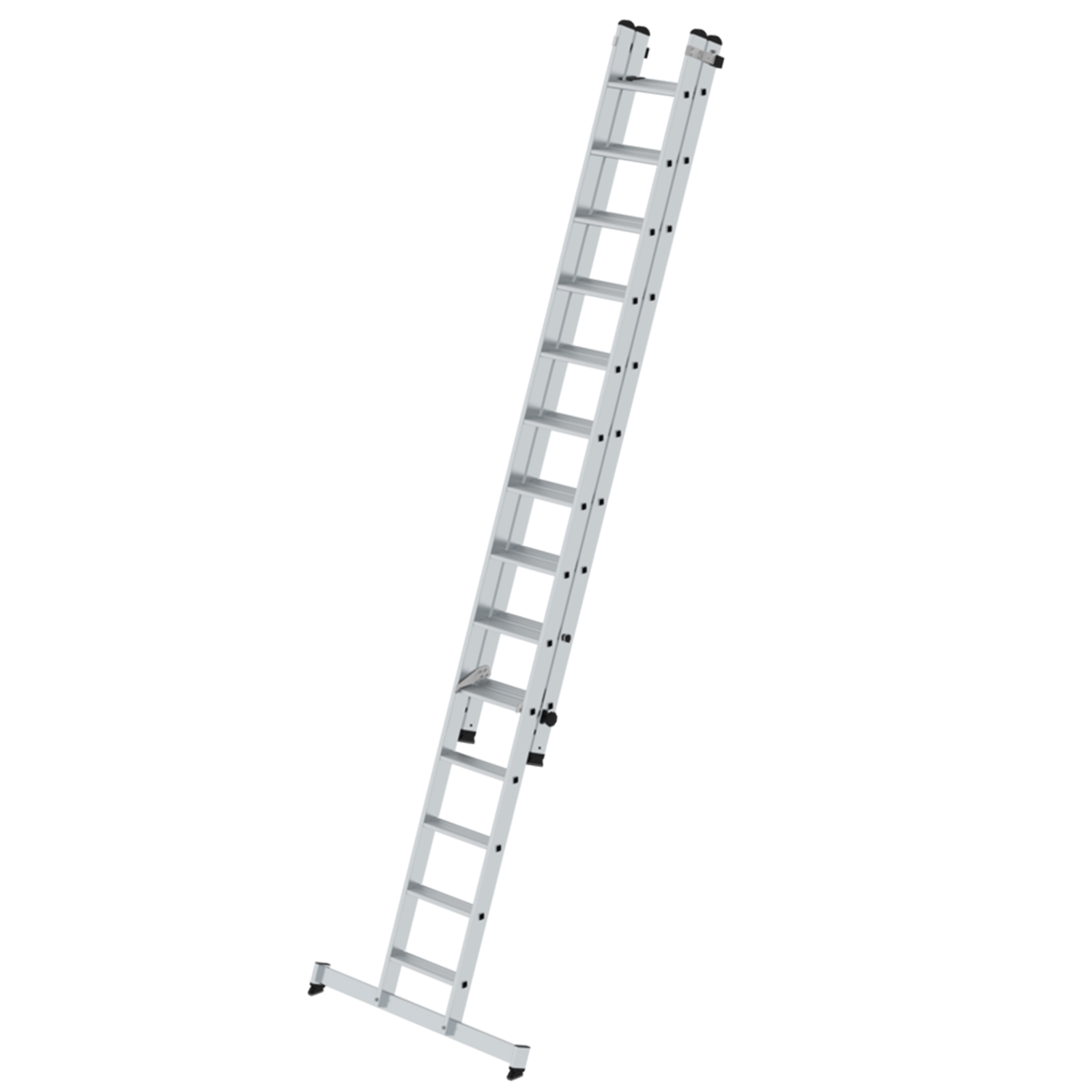 Stufen-Schiebeleiter 2-teilig mit nivello-Traverse ohne clip-step R13, 2 x 7 Stufen