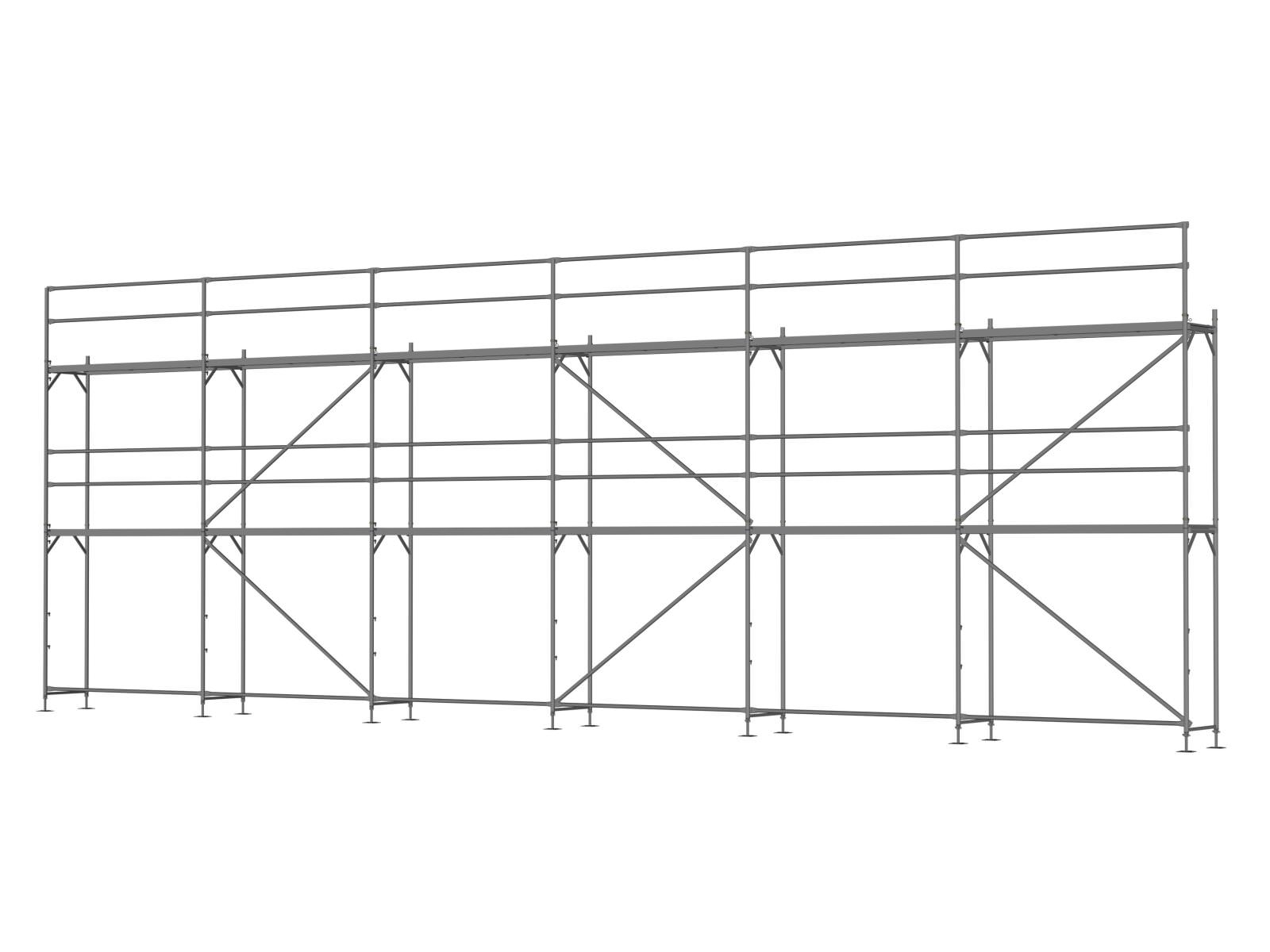 Alu Traufseitengerüst 90 qm - 2,5 m Felder - 15 m lang - 6 m Arbeitshöhe - Basis-Gerüst