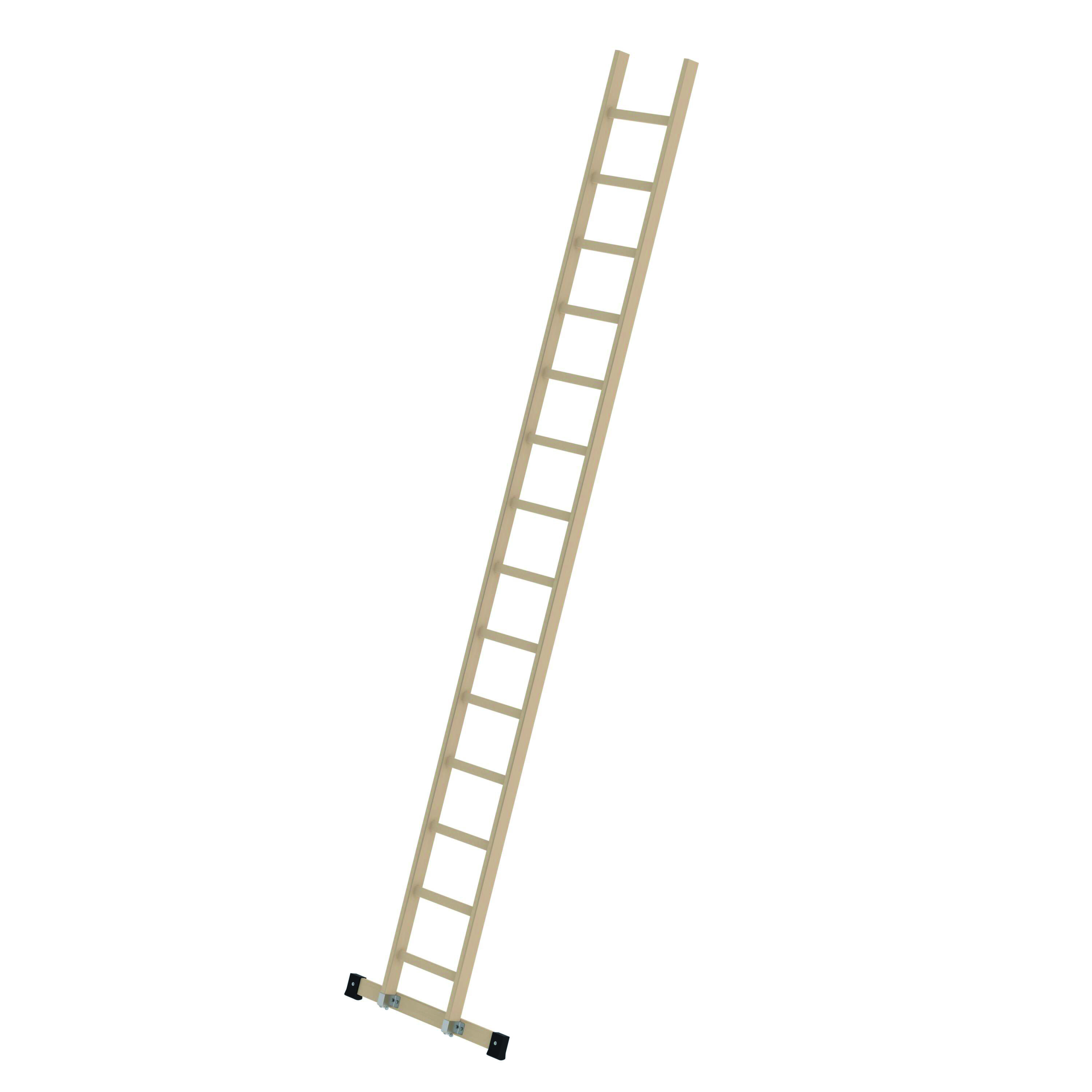 Sprossen-Anlegeleiter, 14 Sprossen Sprossen-Anlegeleiter Holz mit Standard-Traverse, 12 Sprossen