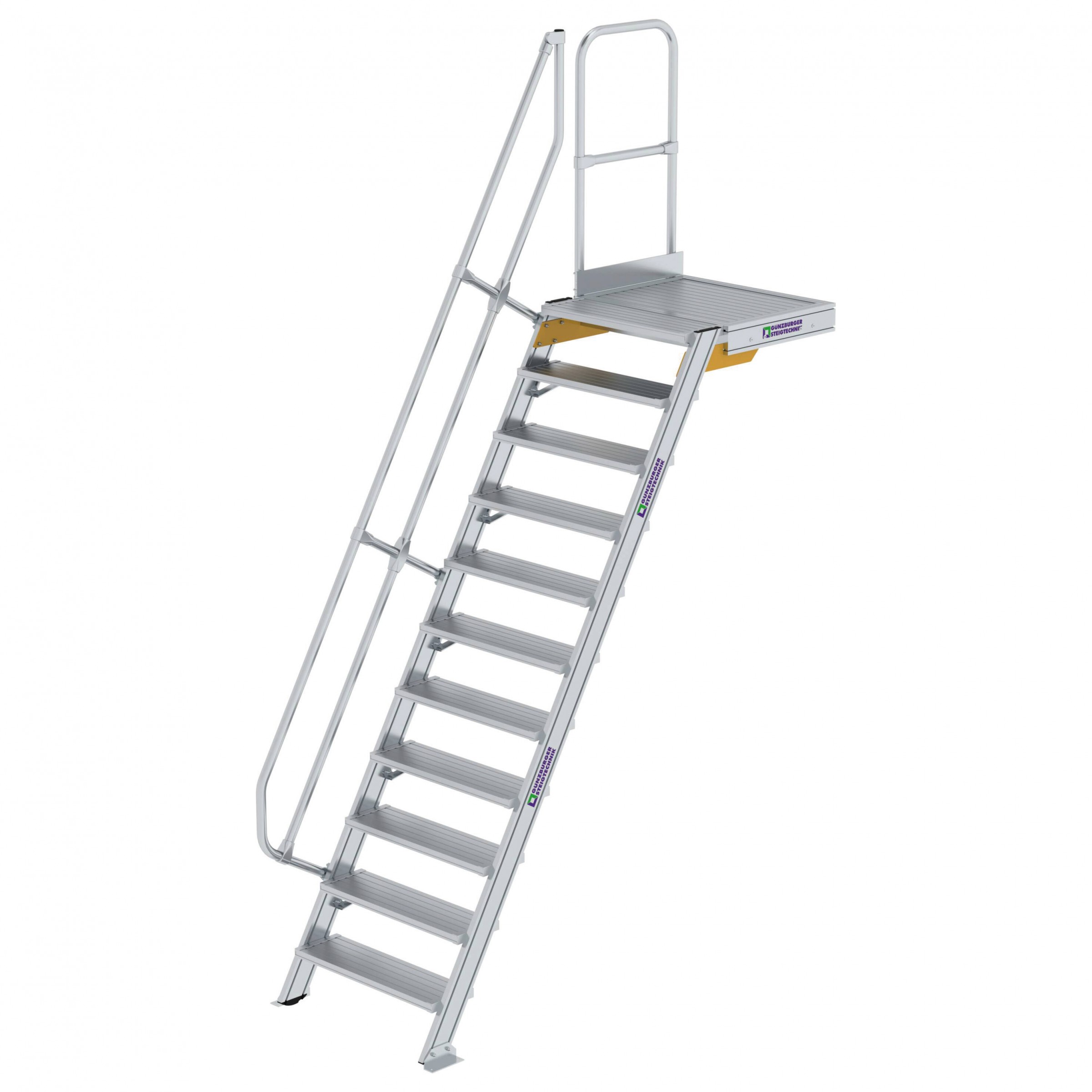 Aluminium-Treppe 60° mit Podest, Stufenbreite 800 mm, 4 Stufen Aluminium-Treppe 60° mit Podest, Stufenbreite 800 mm, 4 Stufen