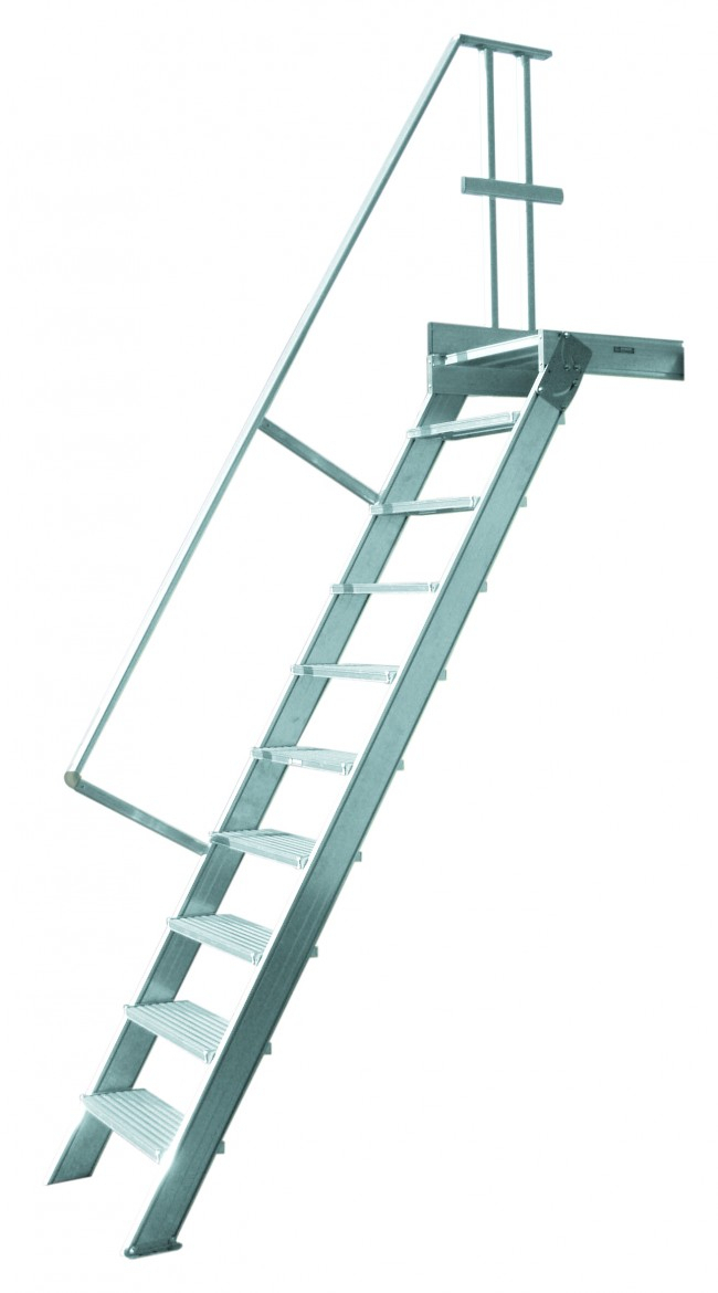 Treppenleiter stationär mit Podest, Treppenneigung 60°, Stufenbreite 1000 mm