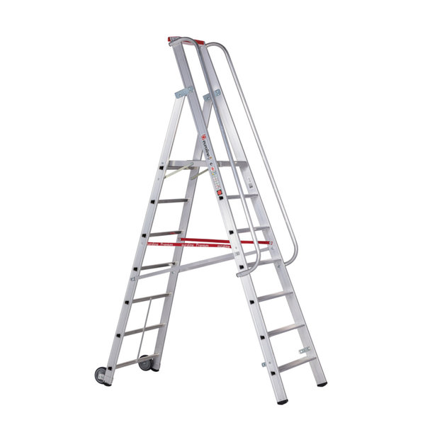 Premium line Alu-Stufenstehleiter mit großer Standplattform, 4 Stufen