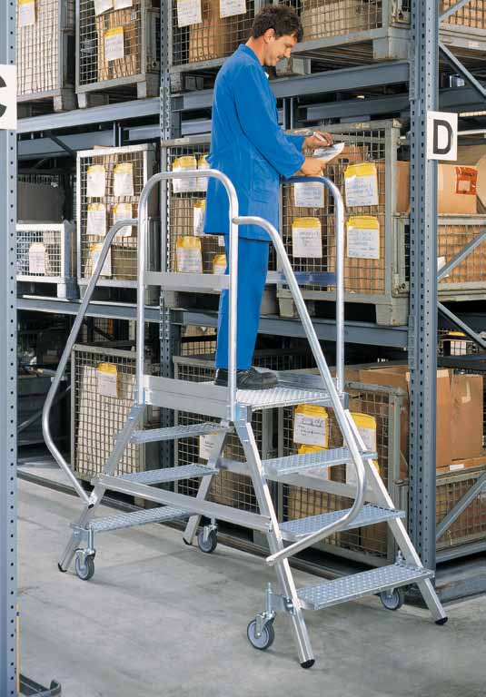 Handlauf am Aufstieg - 7-8-stufig inkl. Plattform, silber, G-50110 Handlauf für 7-8-stufige Podestleitern