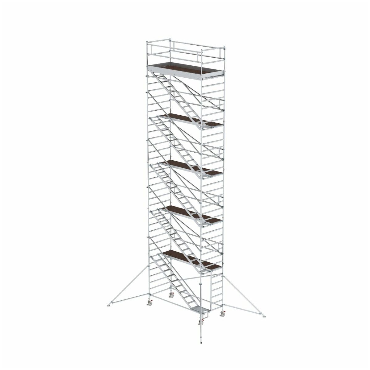 Aluminium-Rollgerüst mit Schrägaufstiegen und Ausleger, Standhöhe 8,39 m, Gerüstgröße 1,35  x 3,00 m